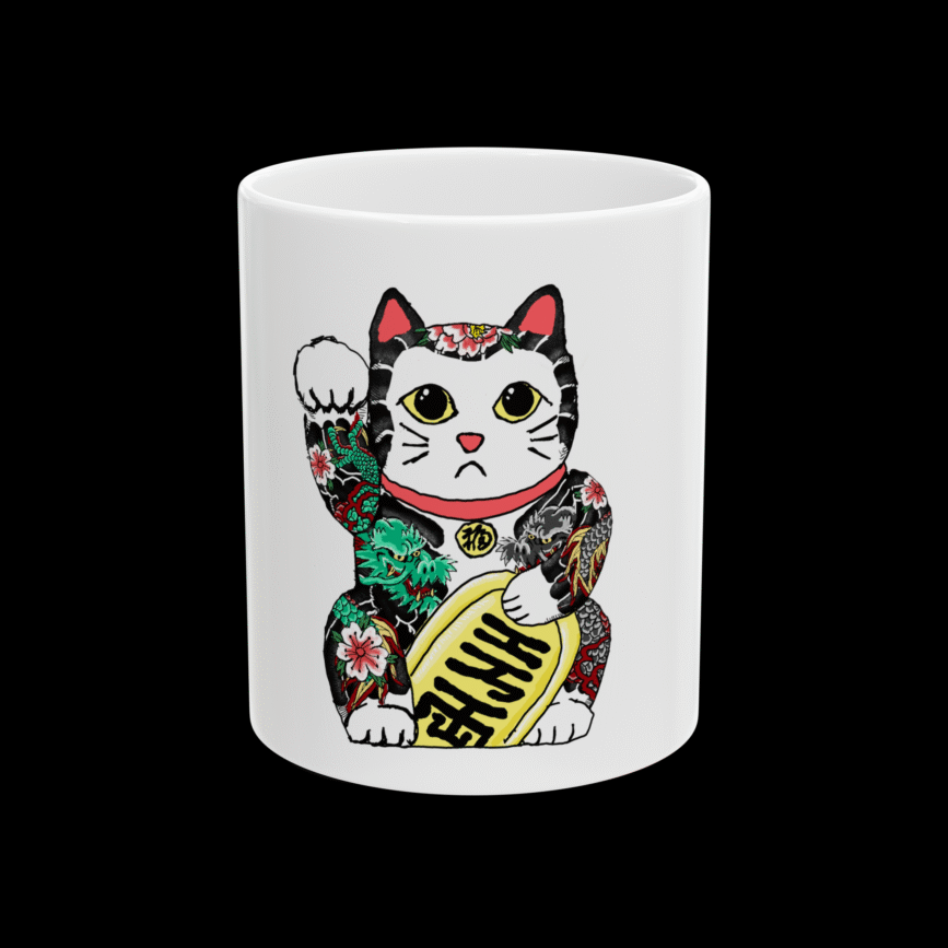 Yakuza Maneki Neko Mug #2 (white)